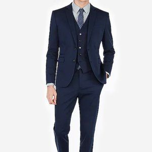 Express Mens Slim Navy Cotton Blend Suit Jacket